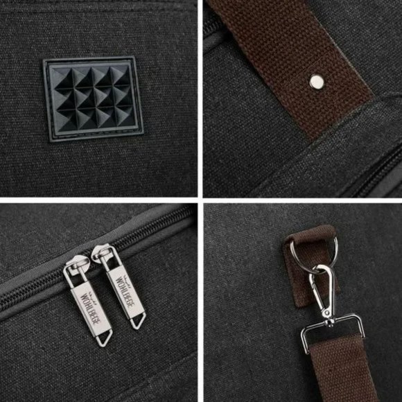 𝅺NEW Canvas Travel Bag for Men Black - Picture 3 of 7